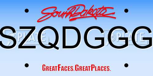 SZQDGGG South Dakota License Plate