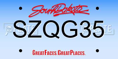 SZQG35 South Dakota License Plate