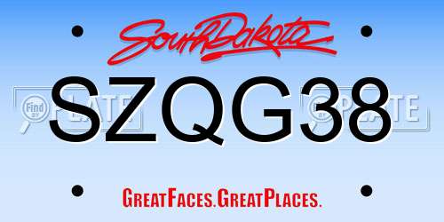 SZQG38 South Dakota License Plate