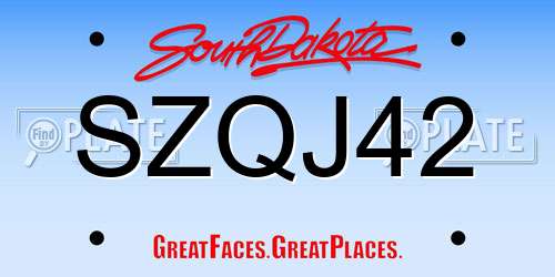 SZQJ42 South Dakota License Plate