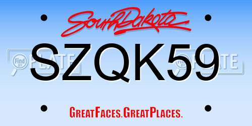 SZQK59 South Dakota License Plate
