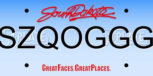 SZQOGGG South Dakota License Plate