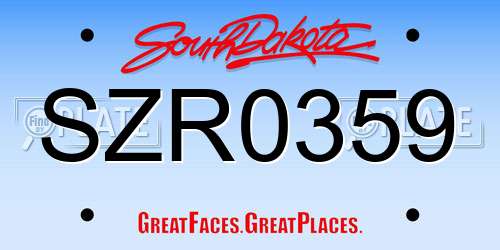 SZR0359 South Dakota License Plate
