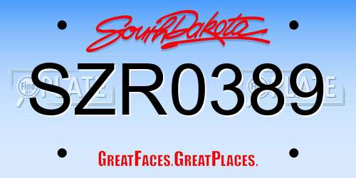 SZR0389 South Dakota License Plate