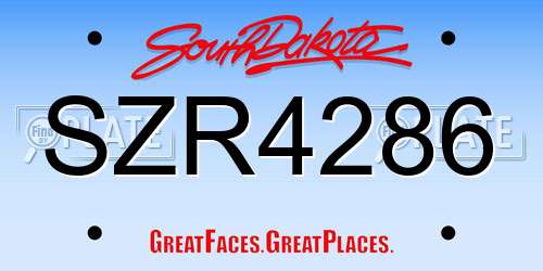 SZR4286 South Dakota License Plate