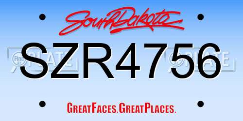 SZR4756 South Dakota License Plate