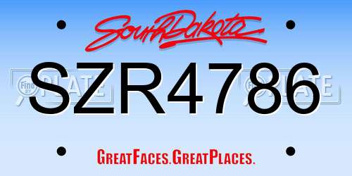SZR4786 South Dakota License Plate