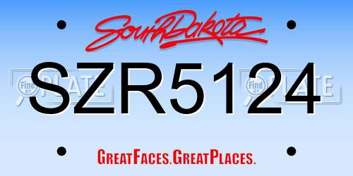 SZR5124 South Dakota License Plate