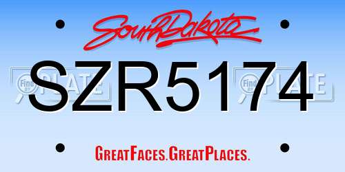 SZR5174 South Dakota License Plate