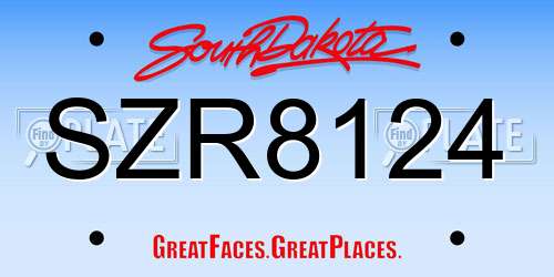 SZR8124 South Dakota License Plate