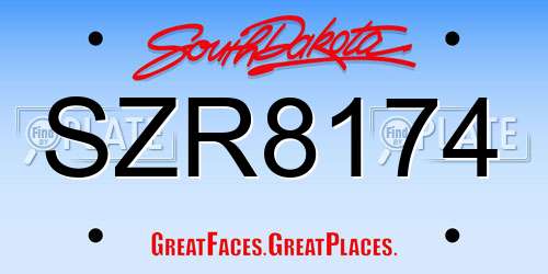 SZR8174 South Dakota License Plate