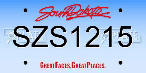 SZS1215 South Dakota License Plate
