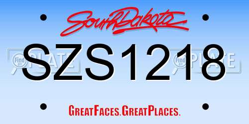 SZS1218 South Dakota License Plate