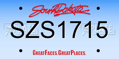 SZS1715 South Dakota License Plate