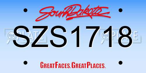 SZS1718 South Dakota License Plate