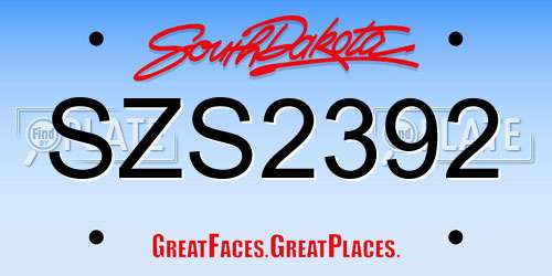 SZS2392 South Dakota License Plate