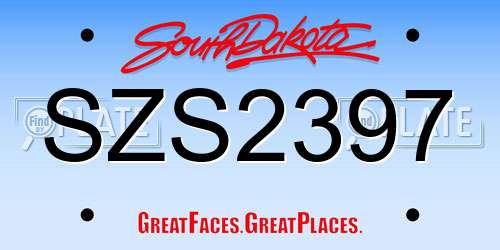 SZS2397 South Dakota License Plate