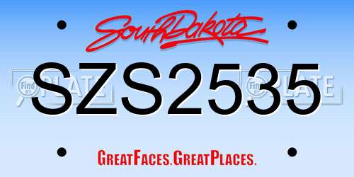 SZS2535 South Dakota License Plate