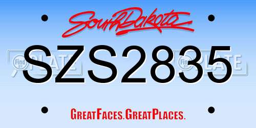 SZS2835 South Dakota License Plate