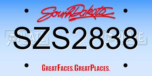 SZS2838 South Dakota License Plate