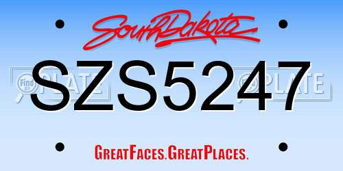 SZS5247 South Dakota License Plate