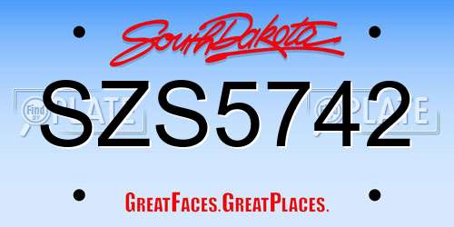 SZS5742 South Dakota License Plate