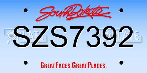 SZS7392 South Dakota License Plate