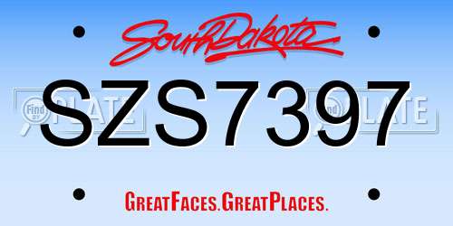 SZS7397 South Dakota License Plate