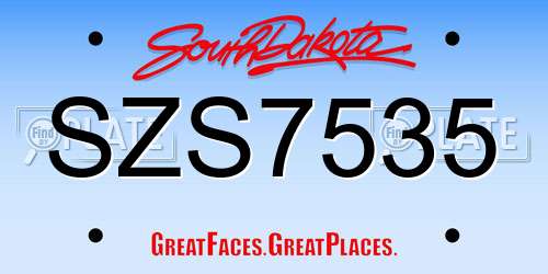 SZS7535 South Dakota License Plate