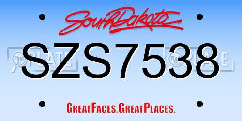 SZS7538 South Dakota License Plate