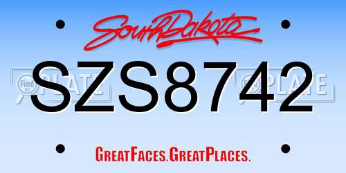 SZS8742 South Dakota License Plate