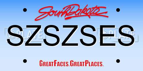SZSZSES South Dakota License Plate