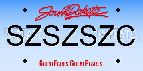 SZSZSZC South Dakota License Plate