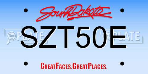 SZT50E South Dakota License Plate