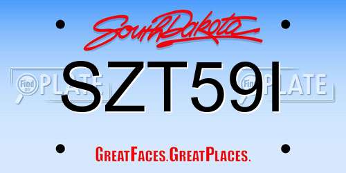 SZT59I South Dakota License Plate