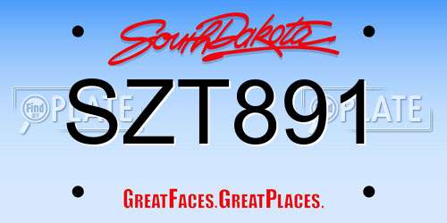 SZT891 South Dakota License Plate