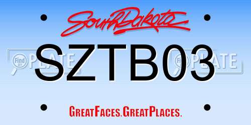 SZTB03 South Dakota License Plate