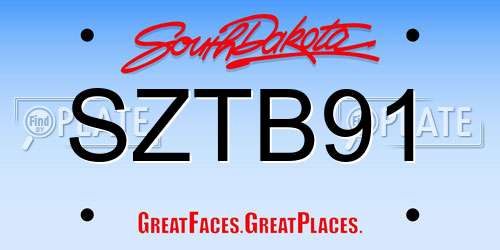 SZTB91 South Dakota License Plate