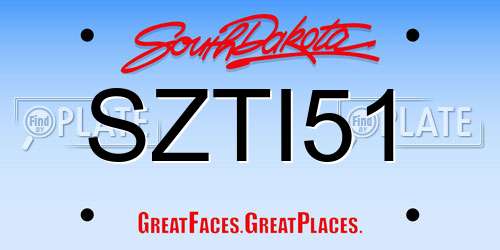 SZTI51 South Dakota License Plate