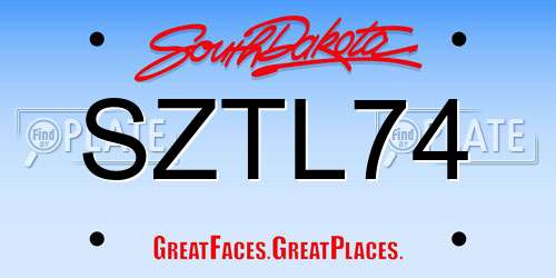 SZTL74 South Dakota License Plate