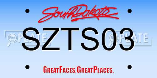 SZTS03 South Dakota License Plate