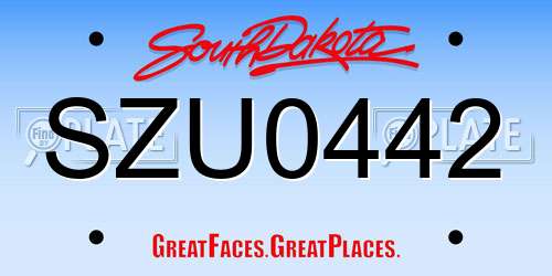 SZU0442 South Dakota License Plate