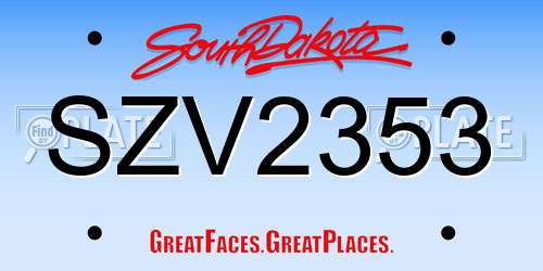 SZV2353 South Dakota License Plate