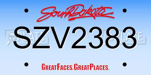 SZV2383 South Dakota License Plate