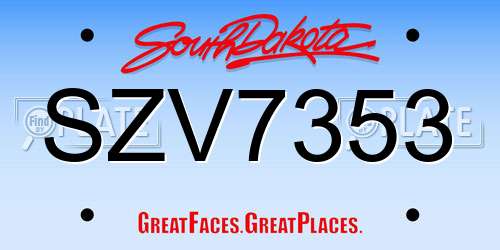 SZV7353 South Dakota License Plate