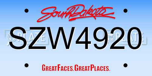 SZW4920 South Dakota License Plate
