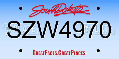 SZW4970 South Dakota License Plate