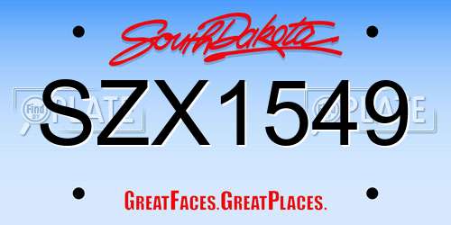 SZX1549 South Dakota License Plate