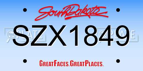 SZX1849 South Dakota License Plate