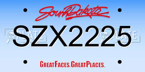 SZX2225 South Dakota License Plate